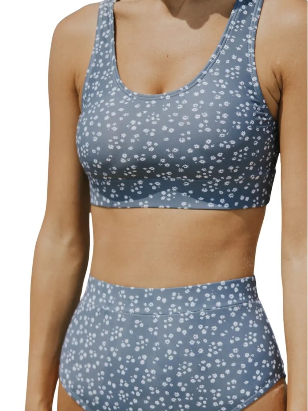 Pacific Bikini Top | Blue Athletic Scoop Neck Bikini Top, Geode brand, Sz Small